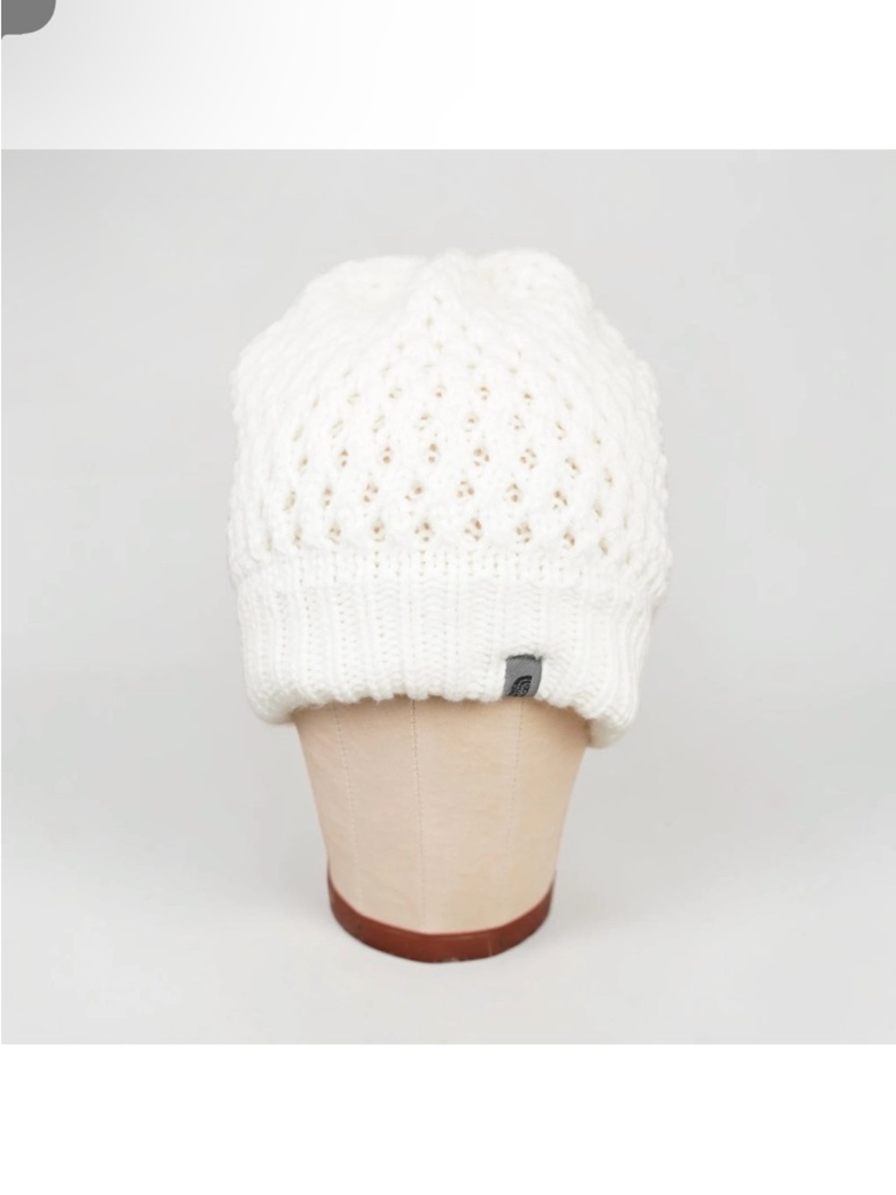 The North Face Crochet Knit Beanie Hat Cold Reversible Winter Cream Ivory Unisex